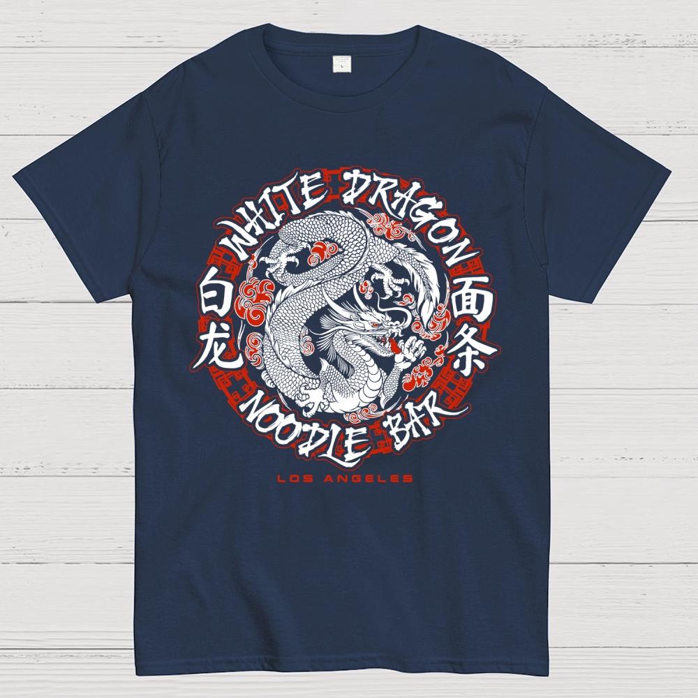 White Dragon Noodle Bar Oversized Cotton Summer Casual Cool Loose T-Shirt