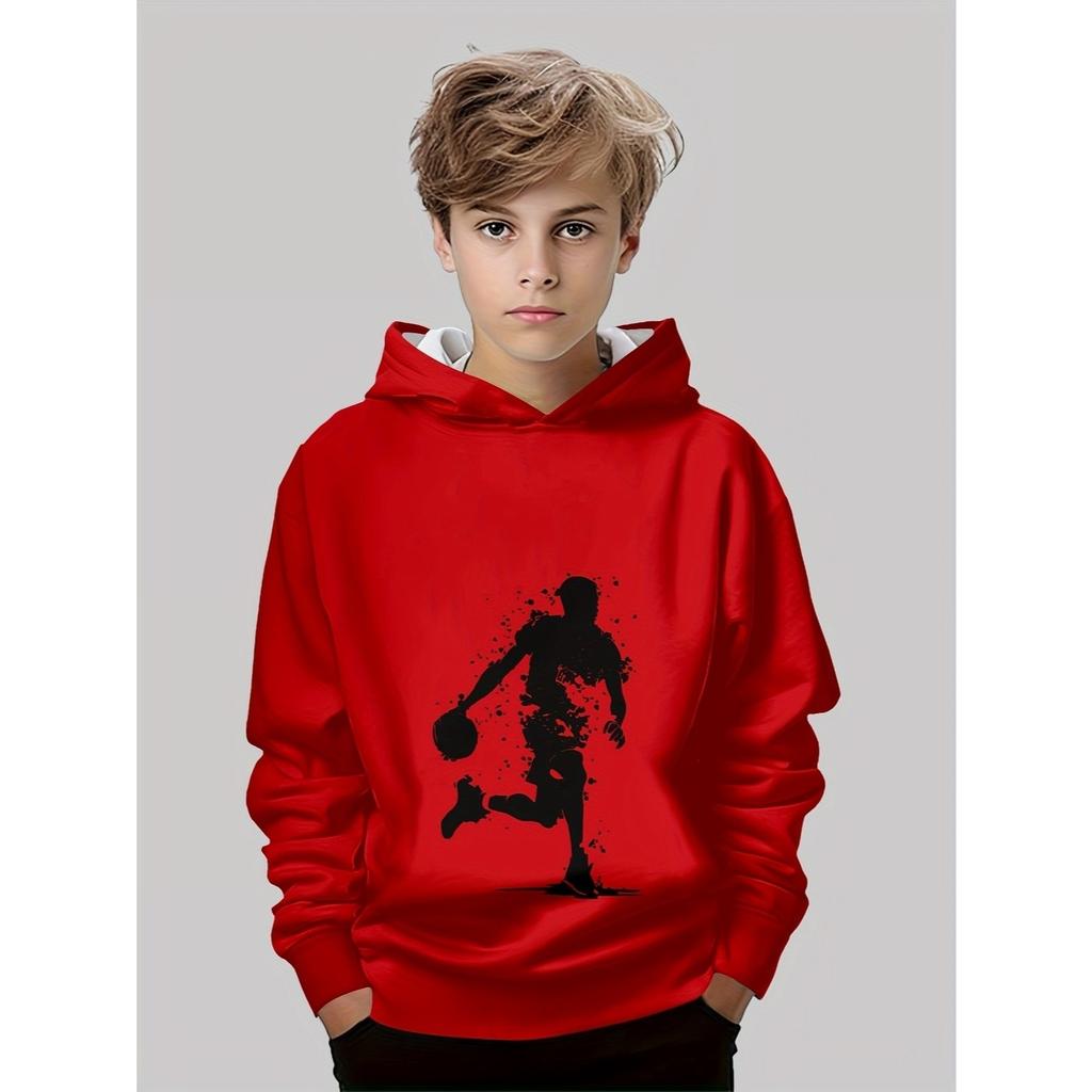 Boys' 3D Printed Casual Pullover Sweatshirt, Boys' Outdoor Casual Hoodie Top Hooded Sweatshirt