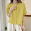 ZANZEA Women Casual Round Neck Loose Summer Half Sleeve Blouse