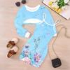 Girls Cartoon 2 Piece Outfits, Long Sleeve Crop Top + Spaghetti Strap Bodycon Dress, Colorful Art Print Party Dress Set