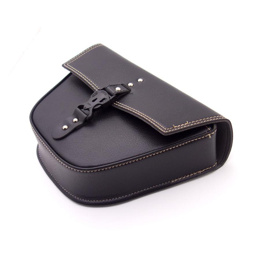 Black Synthetic Leather Motorcycle Side Saddle Bag Luggage For Cafe Racer Custom