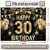 2D Black Gold 30th Birthday Backdrop Banner - Happy 30th Birthday Photo Background