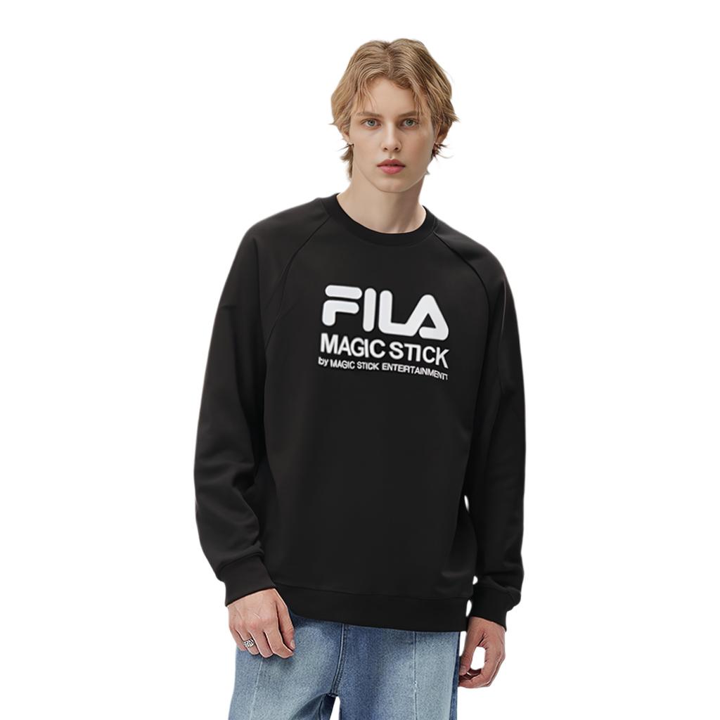 Fila Casual Loose Logo Knit Pullover Long Sleeve Sweatshirt Men Sweatshirt Black F51M249215FBK