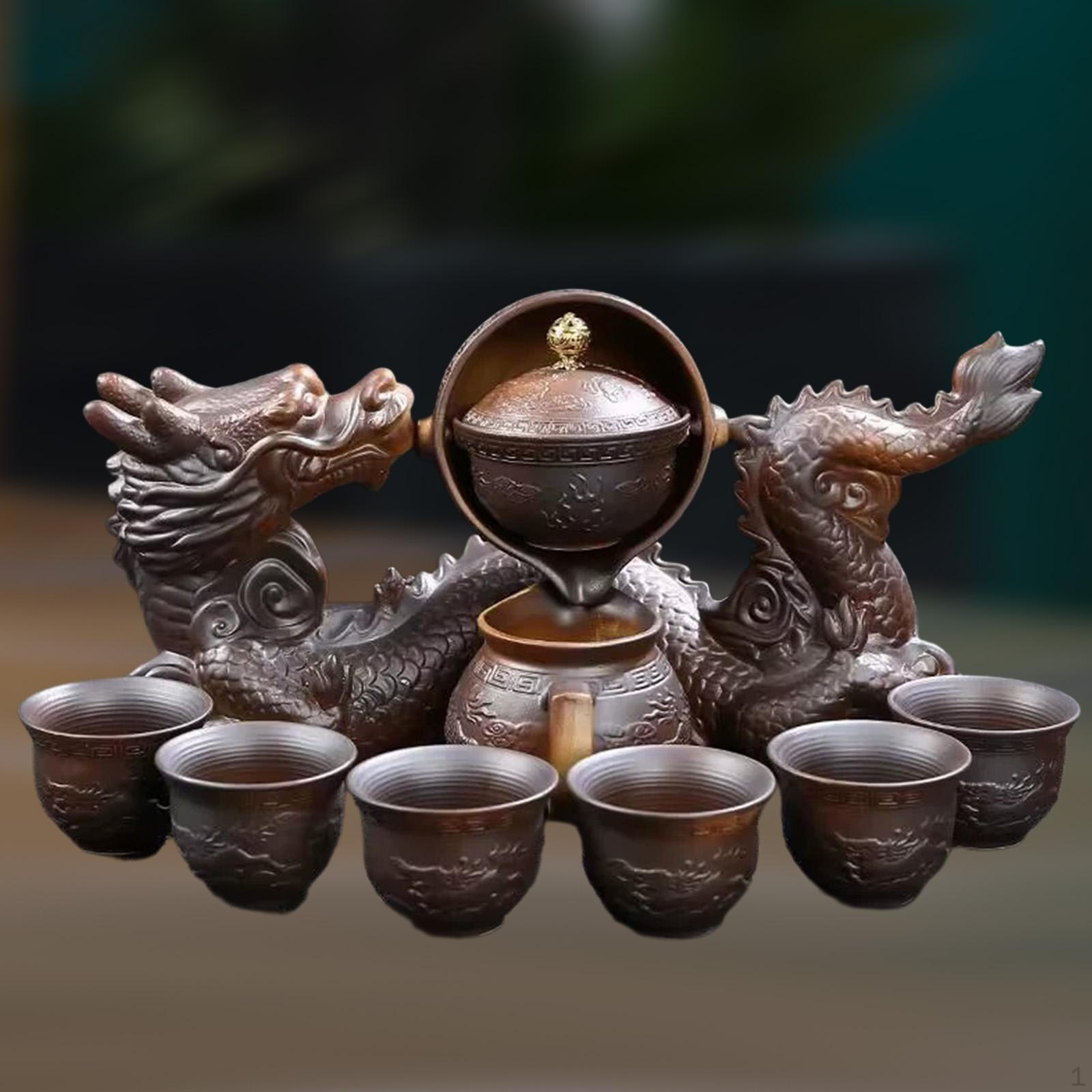 

Полуавтоматический чайник вращающийся гайвань подарок уникальный термостойкий в форме дракона китайский