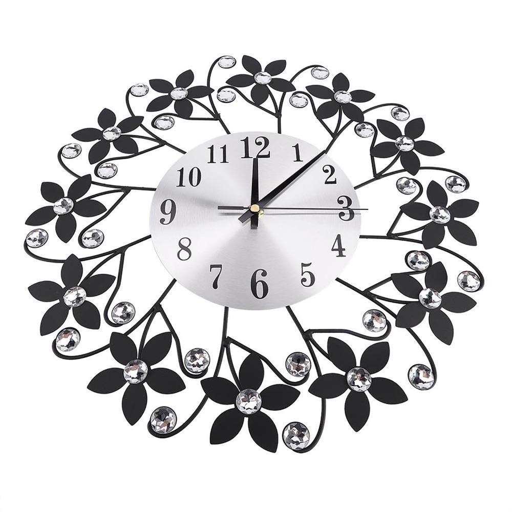 Metal Frame Wall Clock Iron Flower Wall-mounted Clock Elegant Decorative Clock Kitchen