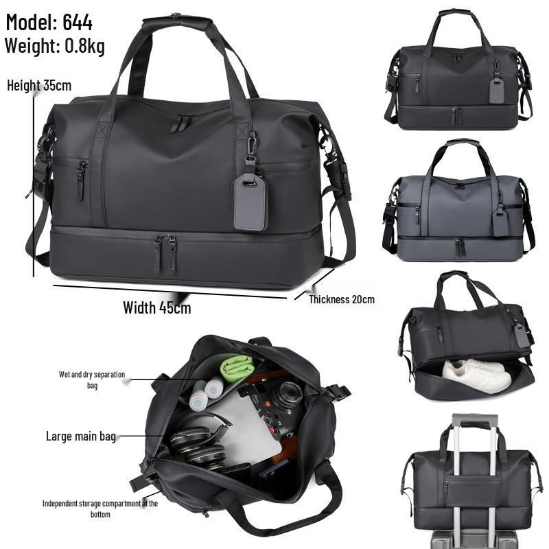 Unisex Large Capacity Fitness Bag with Wet-Dry Separation for Sports and Travel