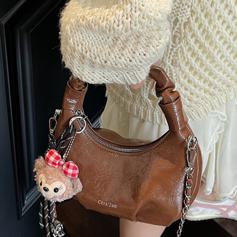 Folded Handbag Women's 2025 Summer New High-value Dumpling Bag Fashionable Foreign Style Chain Commuter Messenger Bag