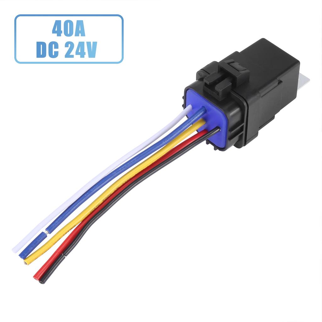X AUTOHAUX JD2912 Relay with Wire for Automotive Pack of 5 Socket, 5-Pole, 40A, DC24V, Bundle, Universal, Waterproof, Use,