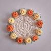 Handmade Rose Bouquet Crochet Coaster Heat Insulation Mug Placemat Cup Pad Flower Basket Shape Mat Home Table Decoration Tools
