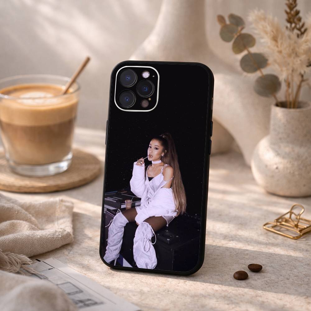 A- Ariana G-Grande Phone Case For iPhone17,16,15,14,13,12Plus,Pro Max,XS,5G Soft Silicone Black Cover