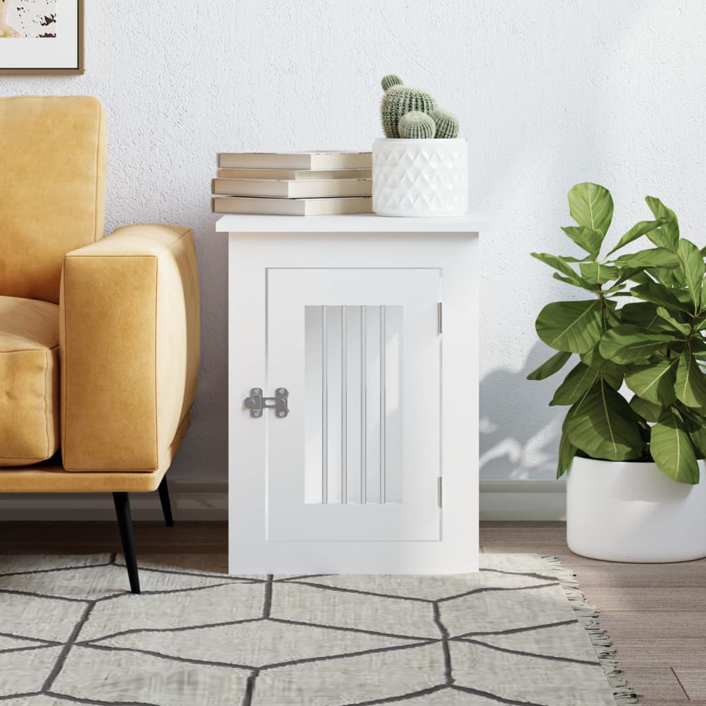 Vidaxl Dog Pen, White, 45X62X59 Cm, Wood-Based Material