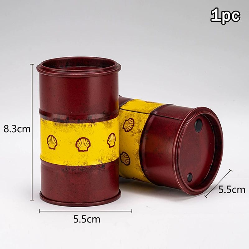 Creative Miniature Oil Drum Model Desktop Scene Iron Sheet Storage Mini Toy Trendy Plaything Desk Decoration Stationery Gift