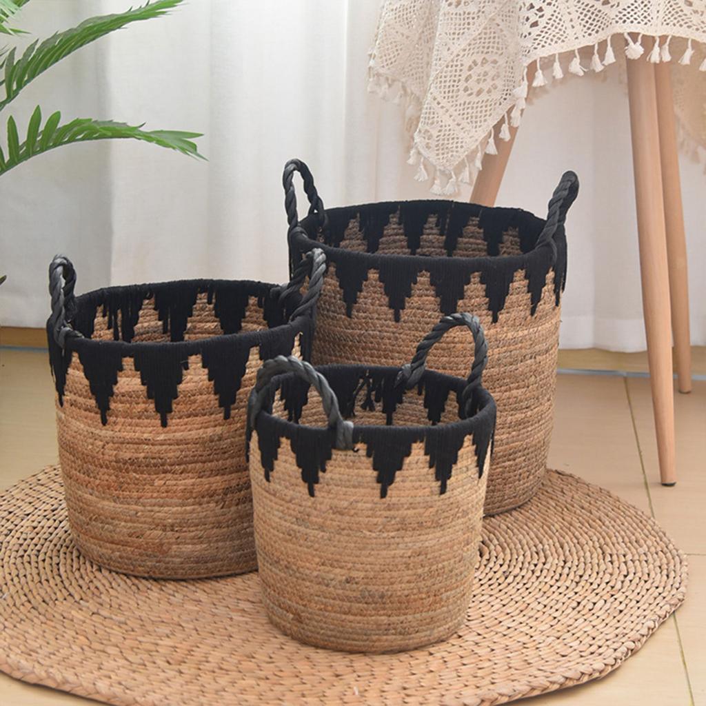 Coș Elegant din Frânghie de Bumbac Țesută Coș Spațios pentru Plante Suport pentru Plante cu Mânere Perfect pentru Orice Cadru Casnic