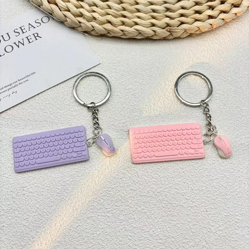 Creative Mini Keyboard Mouse Keychain Cute Simulation Key Ring Pendant School Bag Pendant Keychain Accessory Gift