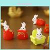 Charming Cartoon Resin Rabbit Figurine New Year Good Luck Bag For Home Decor