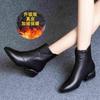 Soft leather short boots women's 2025 autumn and winter new fashion British style Martin boots pointed low heel single boots velvet cotton boots