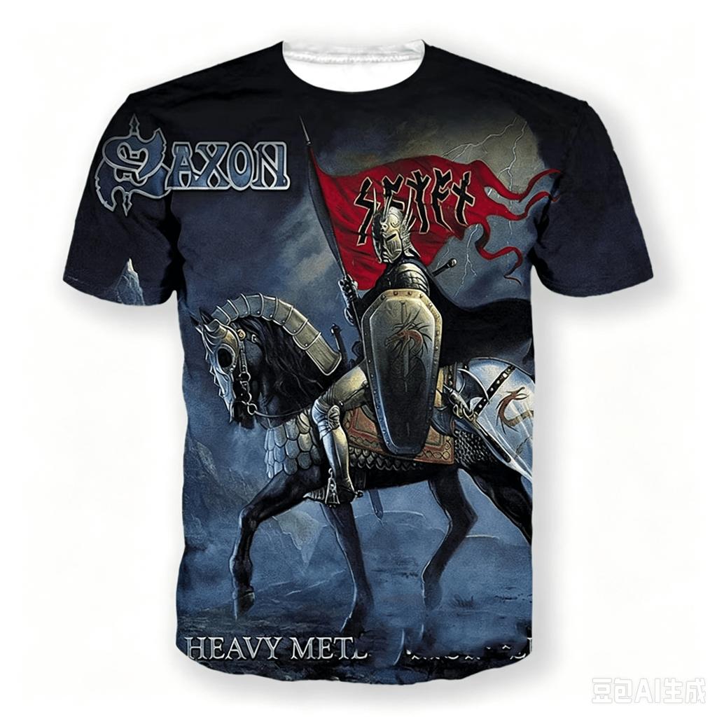 Saxon 3D Print Sport Quick-dry Breathable Men T-shirt Hip-hop Heavy Metal Punk Rock Band Street Casual Fashion Short-sleeve Top