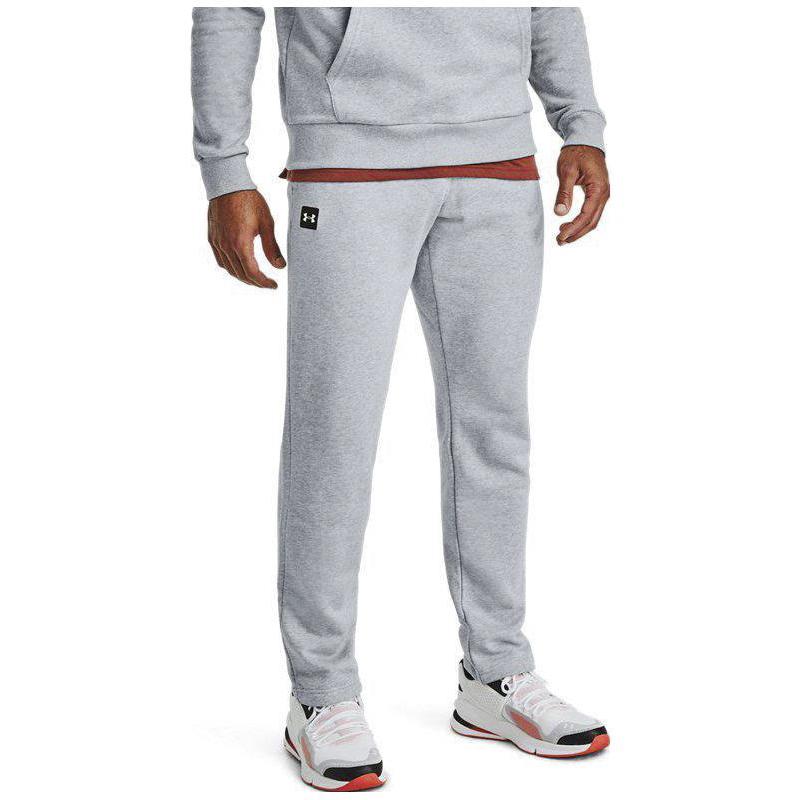 Under Armour Logo Pattern Drawstring Elastic Waist Straight-Leg Sweatpants Men Bottoms Gray 1357129-011