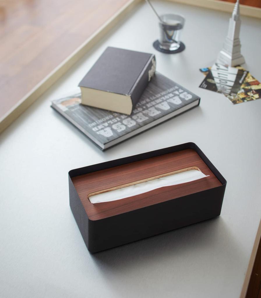Yamazaki RIN Tissue Box with W26 x D13 x Tissue Towel 7729 Lid, Rectangular, Large, Brown, Approx. H8.2cm, Box/Paper Case,