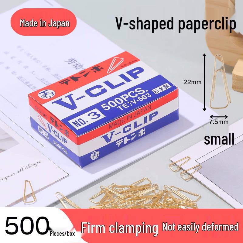 Muye V-Shaped Gold Brass Plated Paper Clips