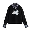 Women's Cartoon Puppy Spliced Plaid Sweatshirt