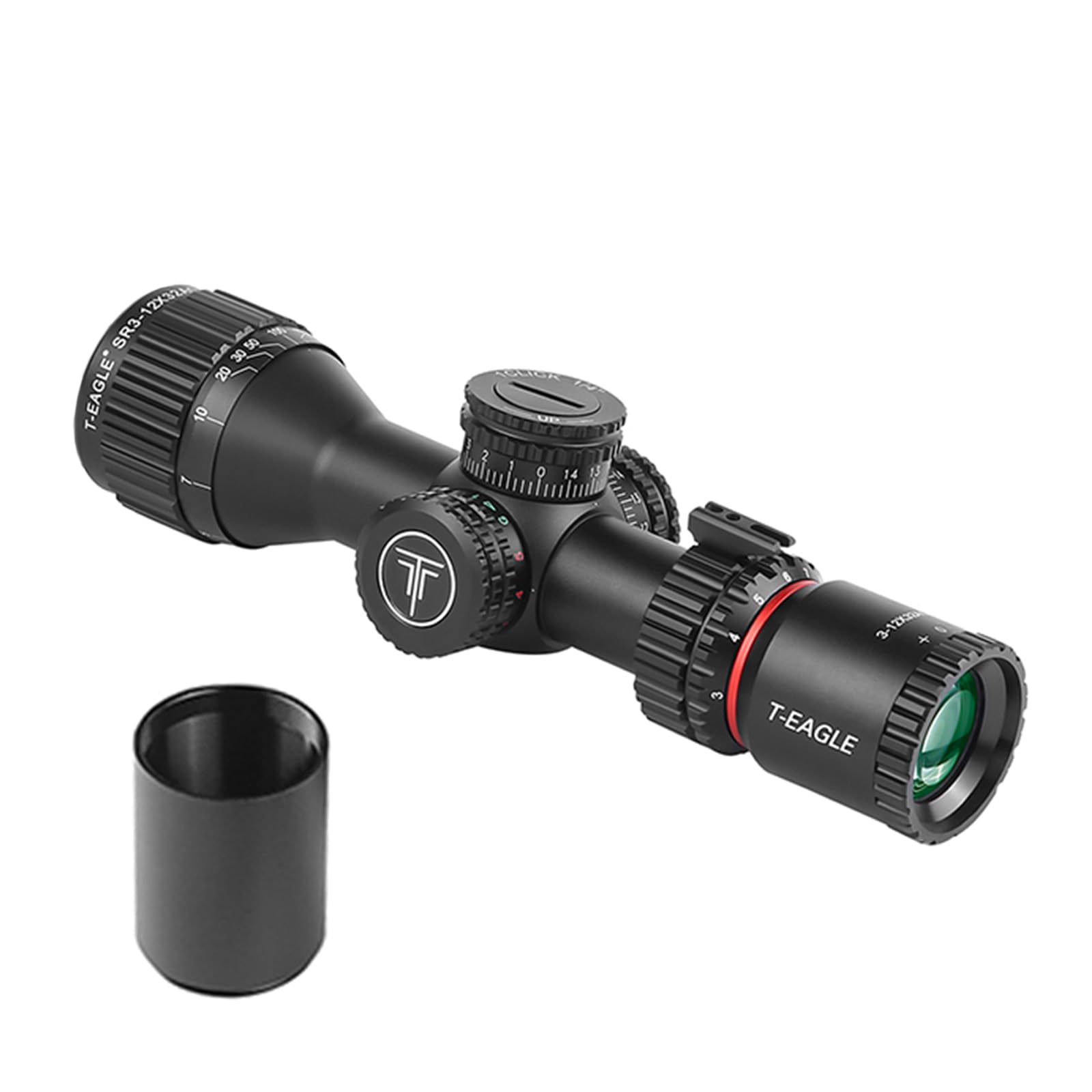 

Приціл T-EAGLE 3-12x32aoiir FFP, Приціл зі змінним збільшенням, Короткий приціл для страйкболу, Включає кільце високого кріплення 20 мм