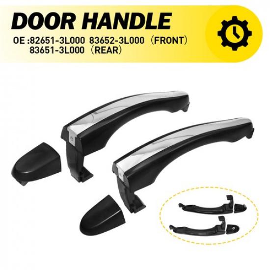 2x For 2006-2011 Hyundai Azera Outside Chrome+Black Door Handle Front+Rear Right