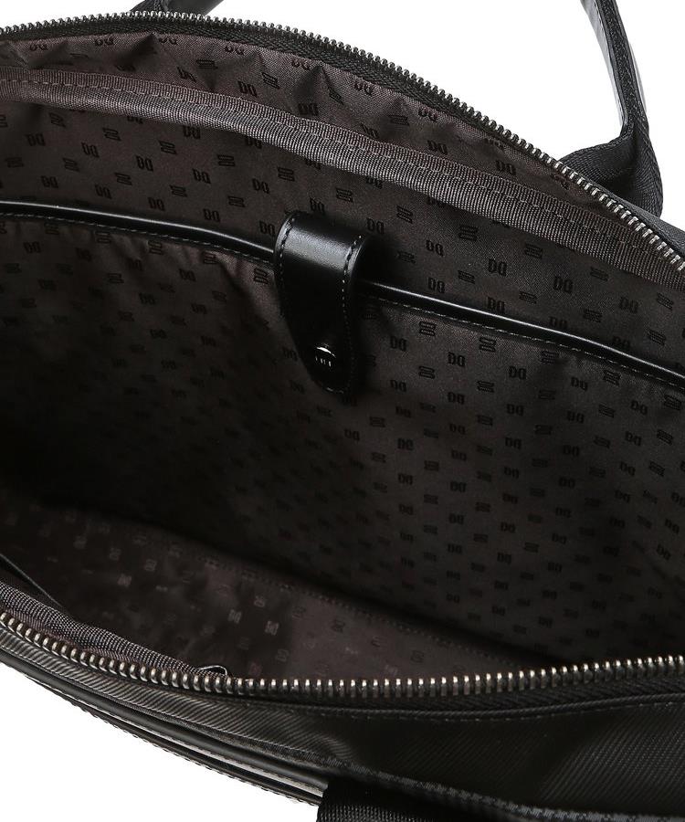 Daks Men'S Accessories Black Leather Partial Check Briefcase Dbba6F331Bk