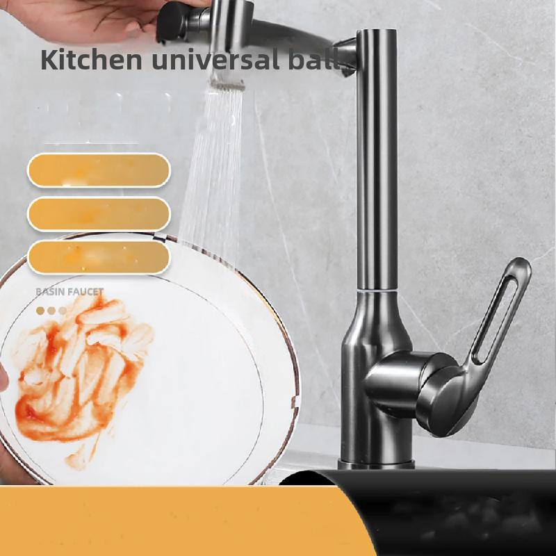 Cold and Hot Water Tap Stainless Steel Mixer Faucet Universal Rotation 2 Modes Spray Washbasin Sink Faucet Deck Mounted