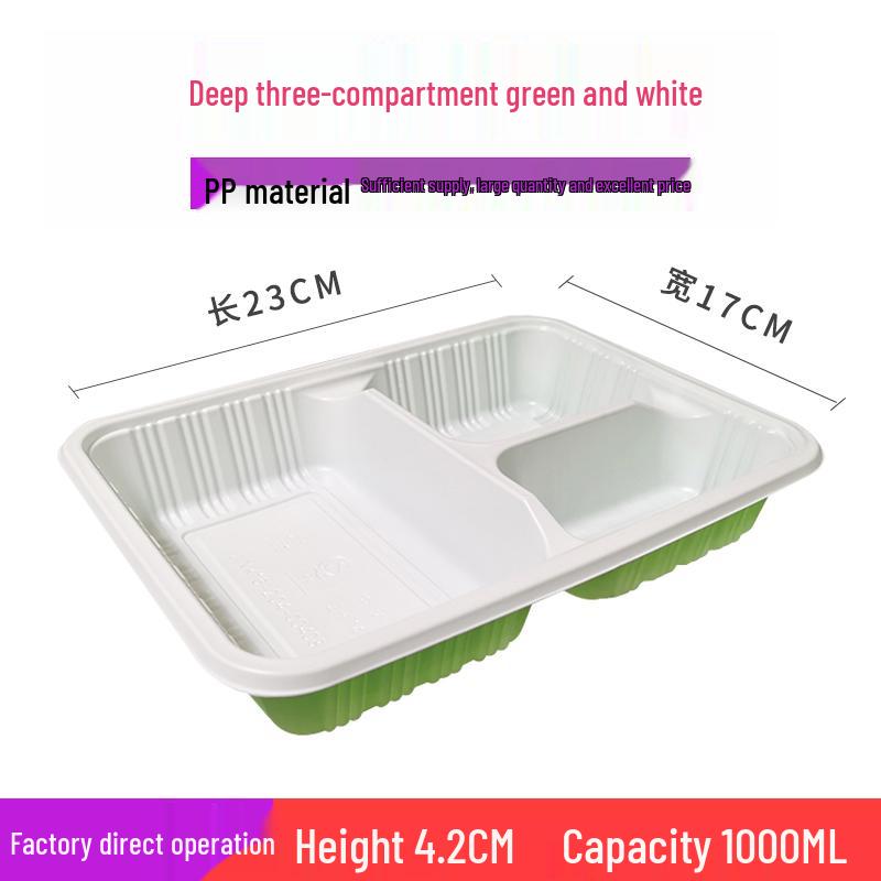 Four-Grid Disposable Plastic Bento Lunch Box with Lid, Multi-Compartment Food Packaging Container.