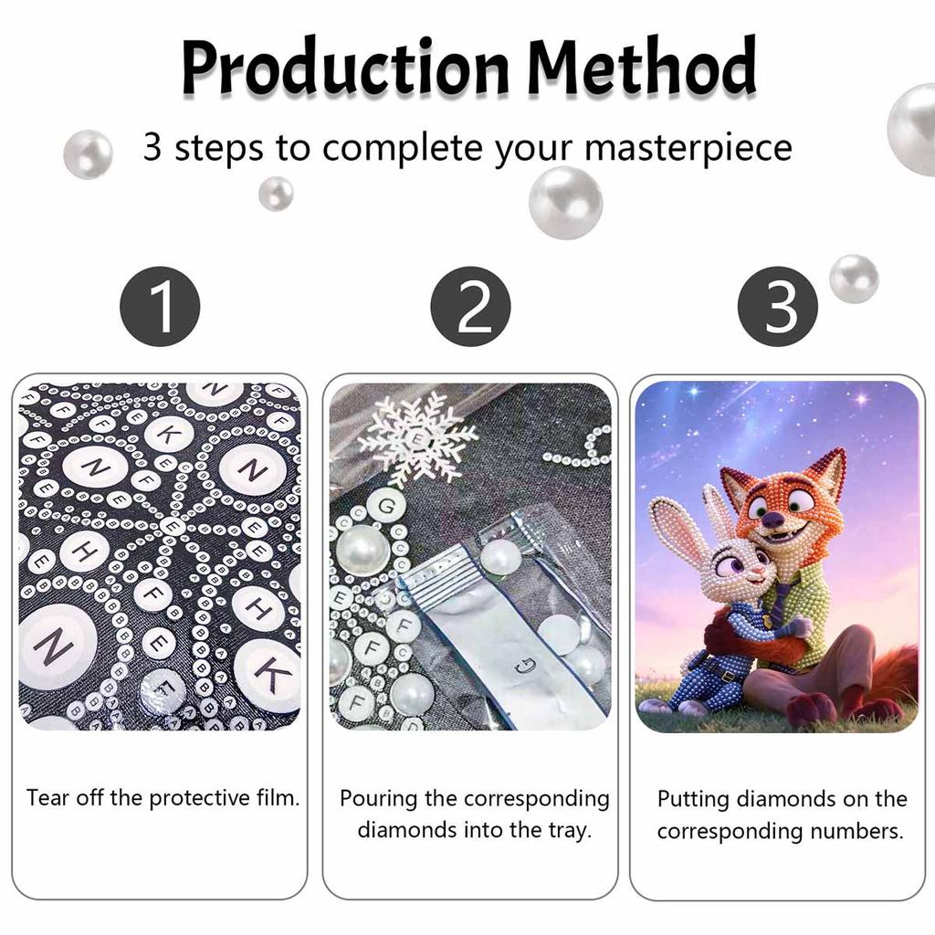 Disney Pearl Painting DIY Nick and Judy’s Creative Pearl Style Illustrations Pearl Gemstone Painting Home Wall Decoration Crafts