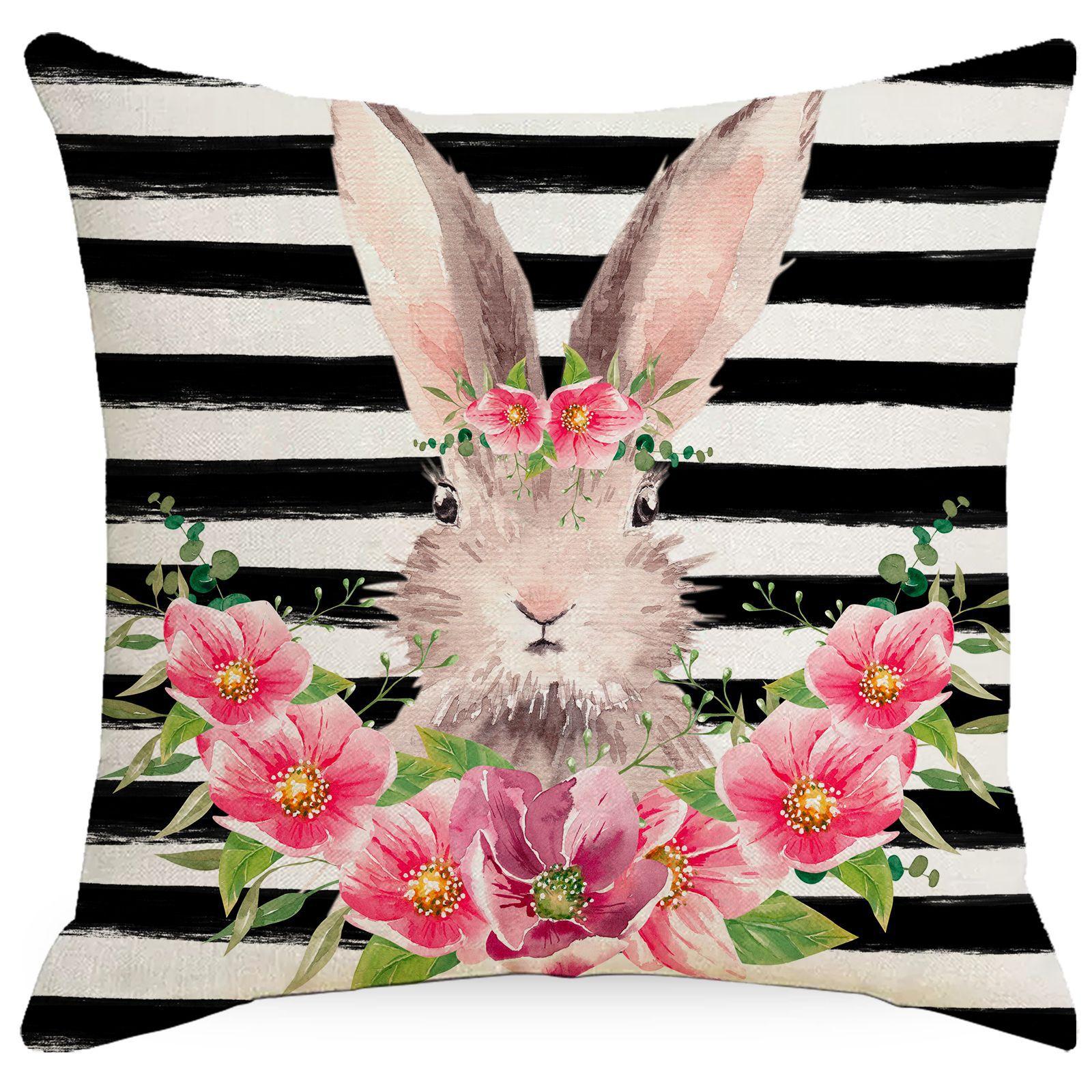 

Creative Striped Rabbit Easter Pillowcase Sofa Living Room Pillowcase Home New Style 45 * 45Cm