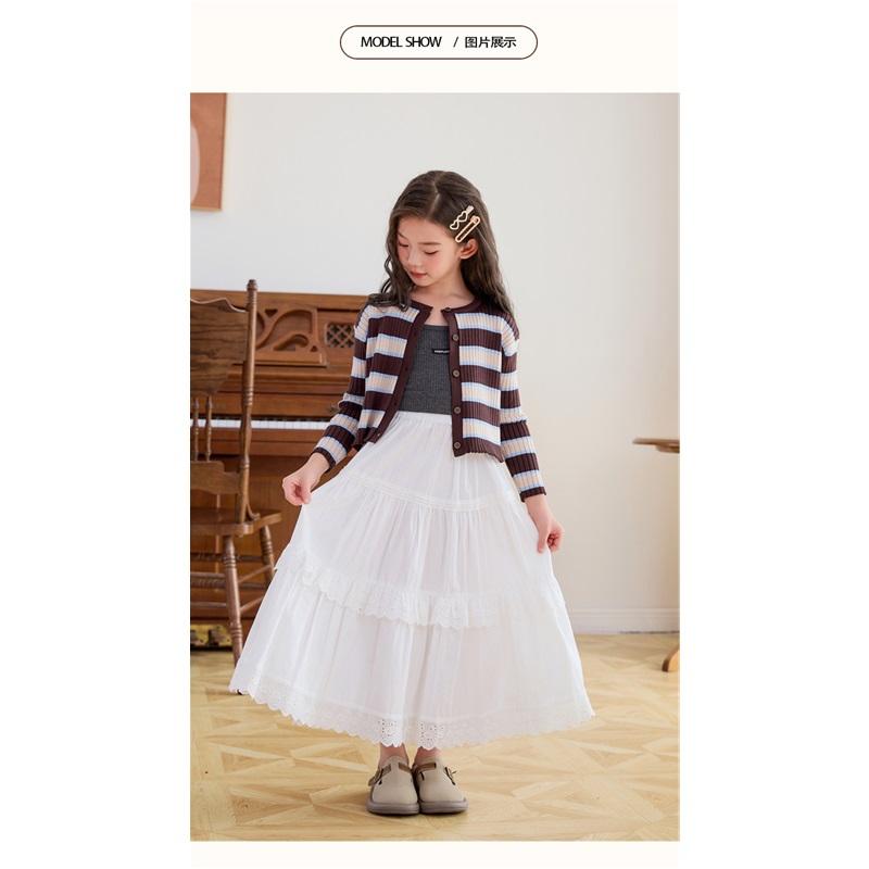 Girls' Fashionable Lace White Skirt For Summer, Long-style Children's Princess Cake Skirt