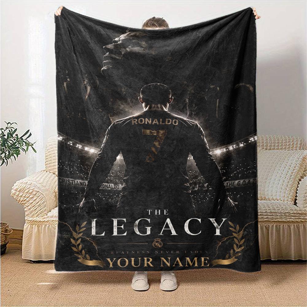 Cristiano Ronaldo (120) Personalized Name Blanket Multi-purpose Customizable Blanket Warmthful Decor Throw For Office Chair Living Room Office Seaside