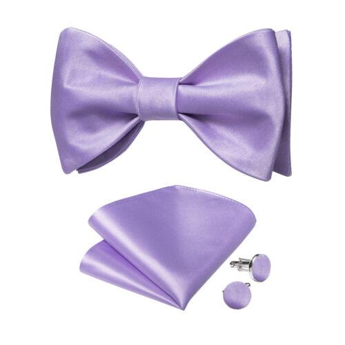 Conjunto de abotoaduras masculinas de seda azul ajustável com gravata borboleta Paisley floral Hanky