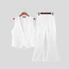 INCERUN Two Pieces Men Sleeveless Waistcoats Long Stitching Flare Pants Sets