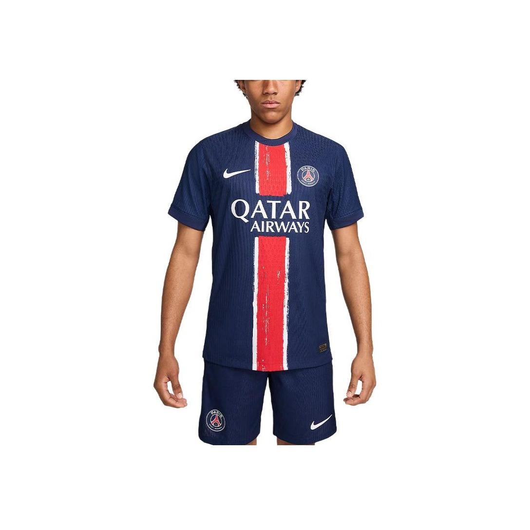 

Nike Paris Saint-Germain с круглым вырезом и логотипом, модная повседневная футбольная рубашка с коротким рукавом, домашний матч 2024/25, мужские топы, синий, белый, FN8774-411 XL