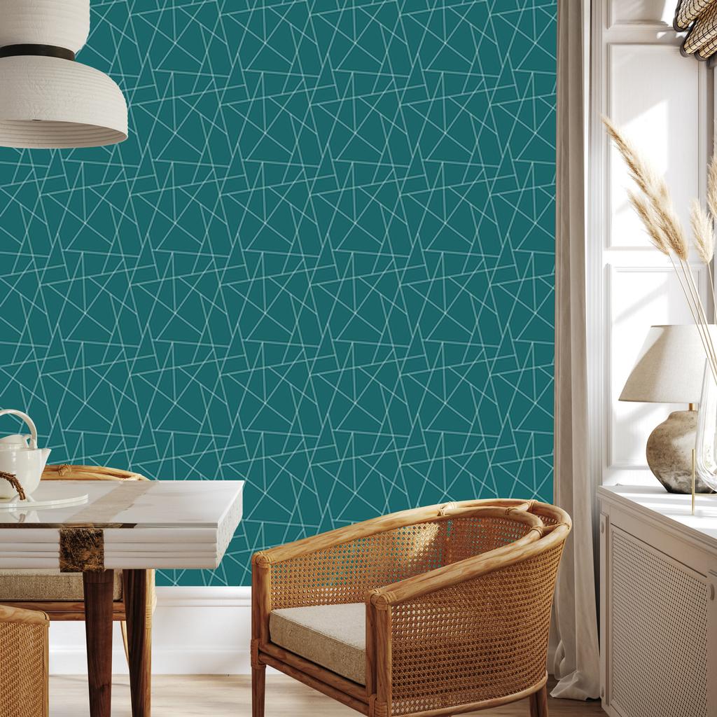 Wallpaper Geometric Pattern Turquoise, Turquoise Mountain 50x1000