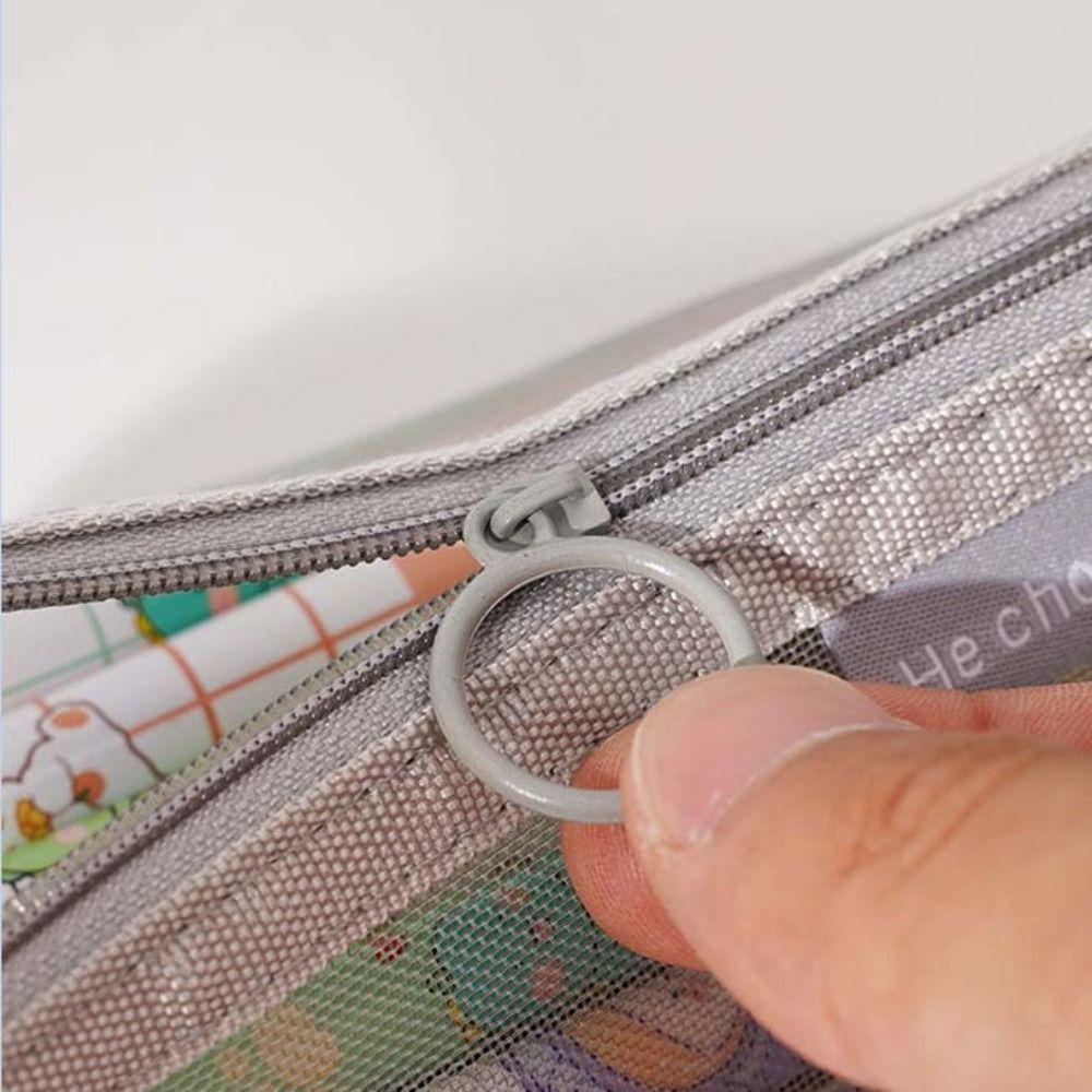 Triangle Mesh Pencil Case Retro Color Zipper Stationery Bag Fashion Transparent Bills Bag  Outdoor