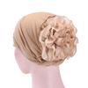 Frau Große Blume Turban Haar Zubehör Elastische Tuch Haar Bands Hut Chemo Beanie Damen Muslimischen Solide Haar Verlust Schal Kappe