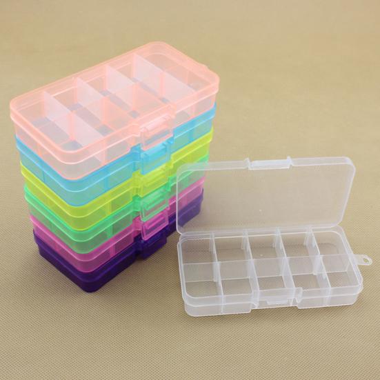 10-Slot Jewelry Rings Ear Stud Holder Beads Storage Box Case Container Organizer