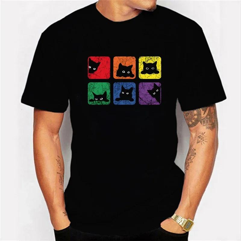 Short Sleeve Tees Men's T-shirt Pride Cat Lover T Shirt Tops Graphic Tshirt Harajuku Streetwear Fashion Trend Men's Brand Shirts