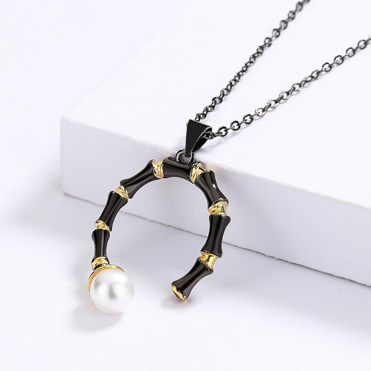 

Креативный геометрический дизайн бамбуковое кольцо ожерелье серьги мода преувеличенная индивидуальность черный золотой двойной цвет