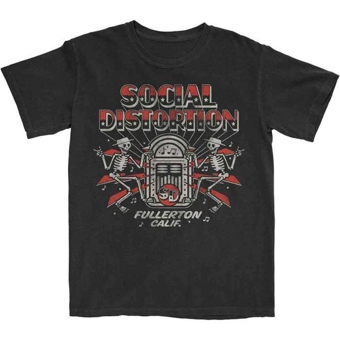 Social Distortion Skeleton Jukebox Print Cotton TShirt Street Punk Rockabilly Streetwear Unisex Crew Neck Short Sleeve Tee 2XL