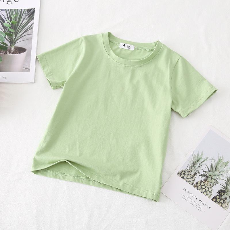 Candy Color T Summer New Boys' Basic Solid Color Top, Girls' Baby Versatile Half Sleeved Cotton T-shirt
