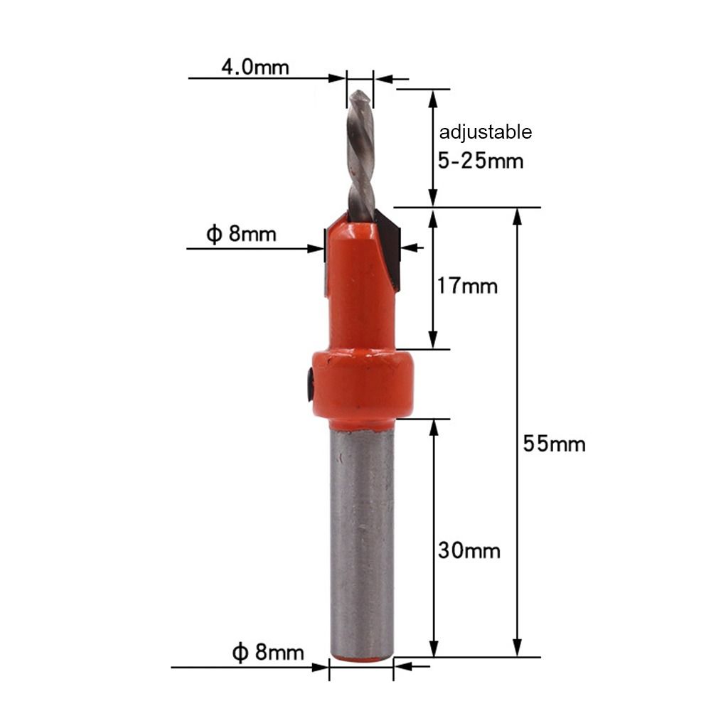 

Convenient 8mm Shank DIY Countersink Drills Countersunk Drill Woodworking Tool Drill Bit 4x8mm