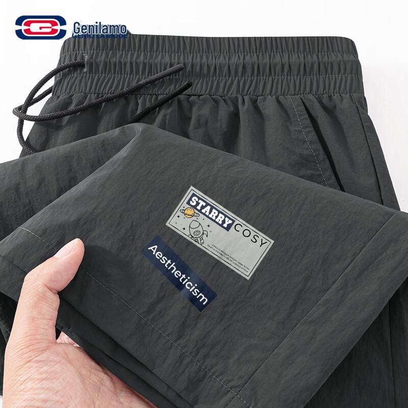 

GENIOLAMODE Men s Ice Silk Casual Shorts L