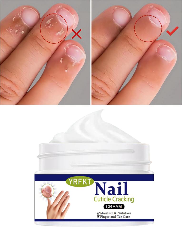 Natural nail care cream, gentle and moisturizing, used for nail care to prevent dryness. Physical exfoliation