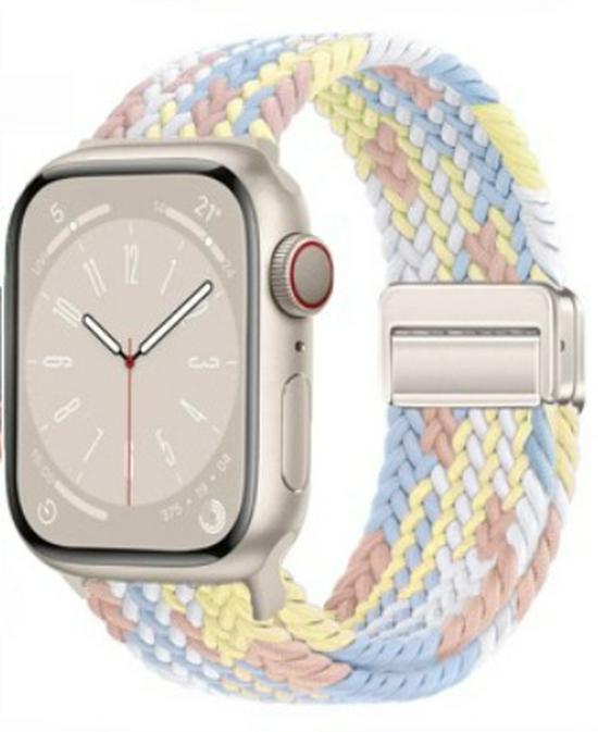 Magnetic Buckle Nylon Watch Strap for Apple Watch Series 5-10 Smartwatches