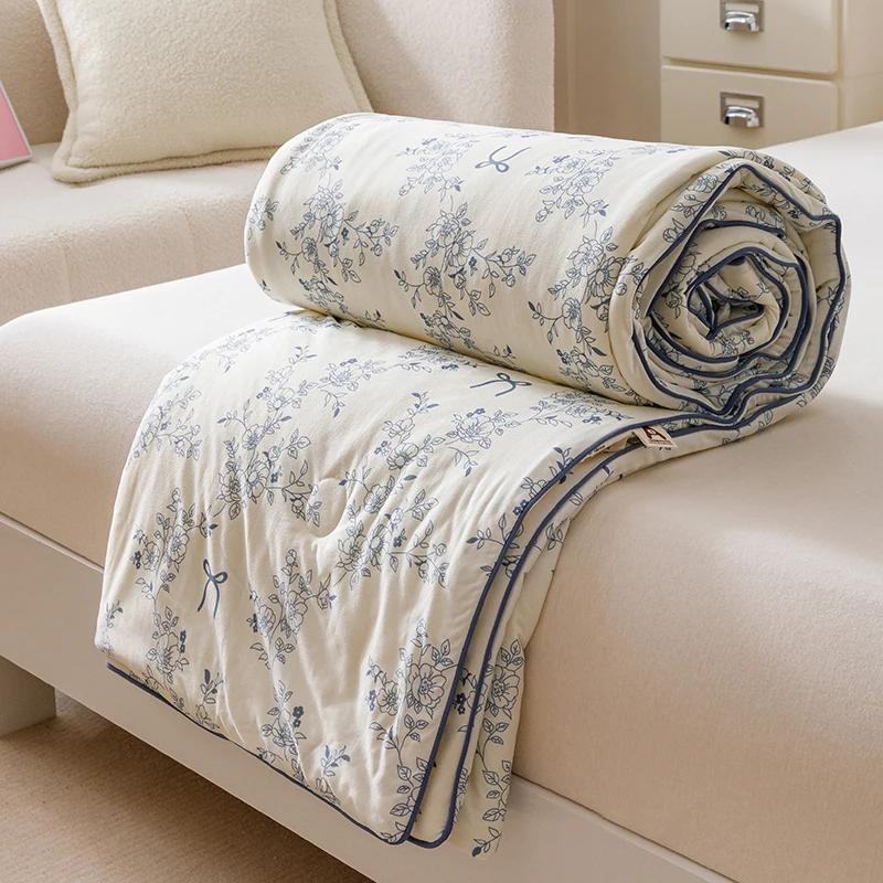 Cool Summer Quilt - Class A Milk Silk & Knitted Cotton (20% Soybean, Ultra-Soft Air-Con Bedding)